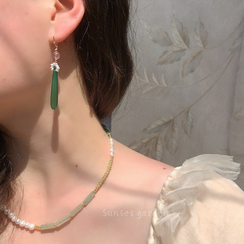 Pearl Turquoise Light Luxury Beaded Natural Stone Necklace