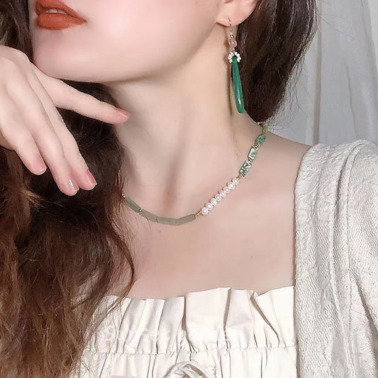 Pearl Turquoise Light Luxury Beaded Natural Stone Necklace