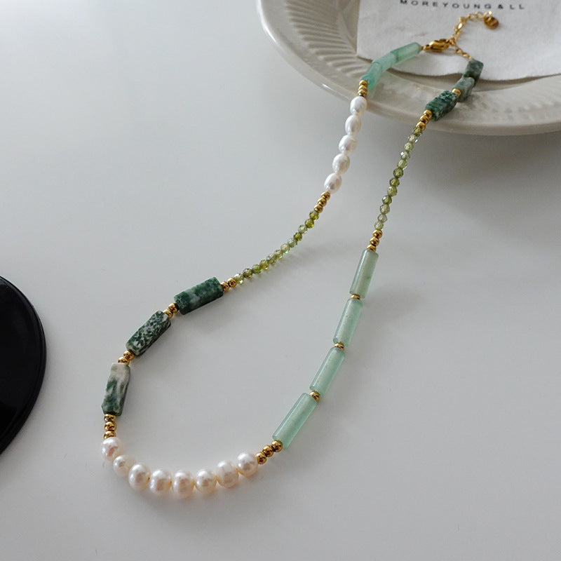 Pearl Turquoise Light Luxury Beaded Natural Stone Necklace