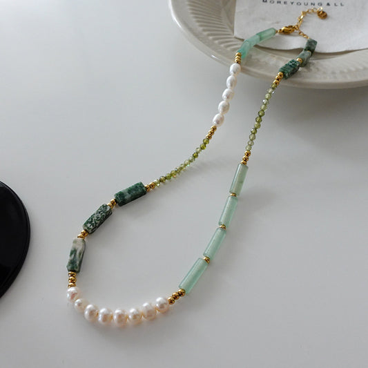 Pearl Turquoise Light Luxury Beaded Natural Stone Necklace